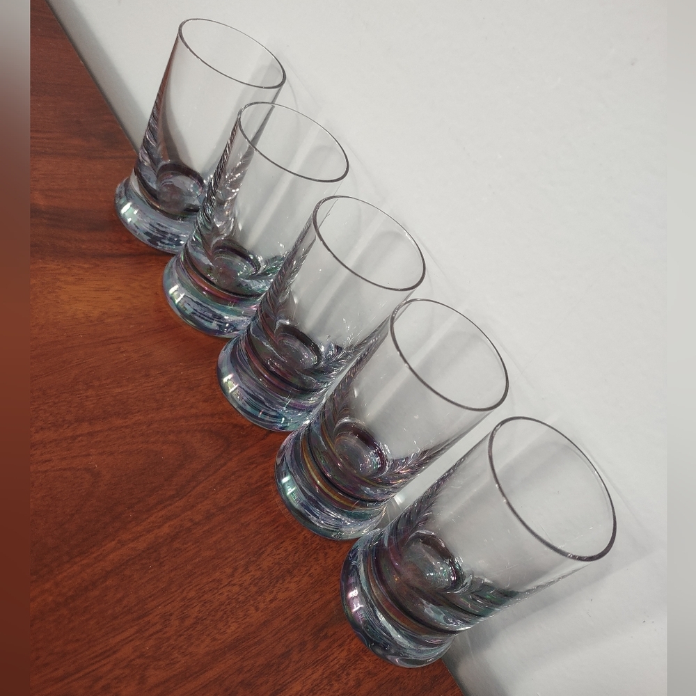 Set of 5 Iridescent Shot Glasses 3" Tall